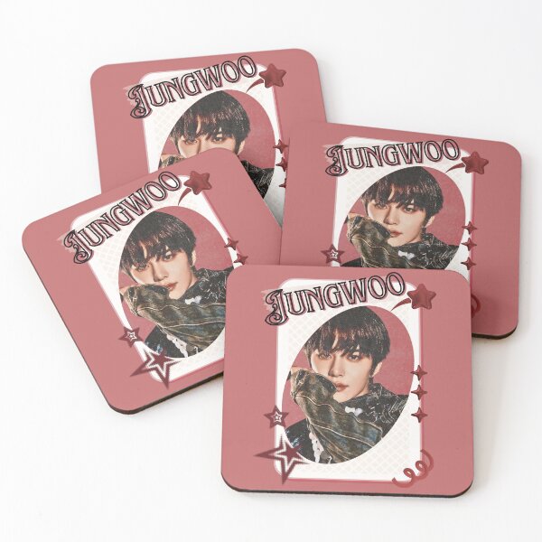 Item preview, NCT Jungwoo (정우) Kpop Boy Group Card Red Aesthetic Collage Design designed and sold by AJUNICE STUDIO.
