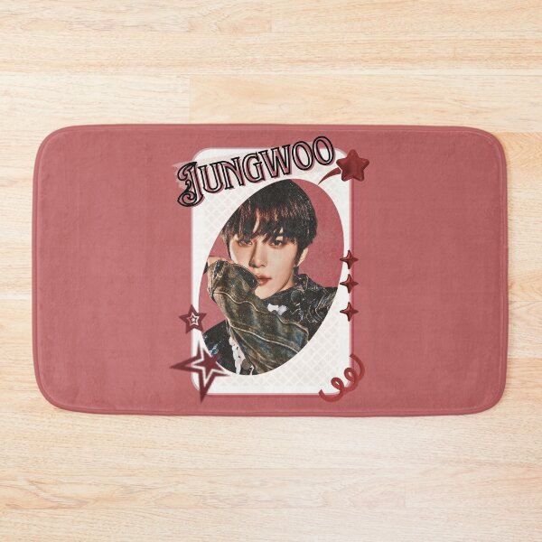 Item preview, NCT Jungwoo (정우) Kpop Boy Group Card Red Aesthetic Collage Design designed and sold by AJUNICE STUDIO.