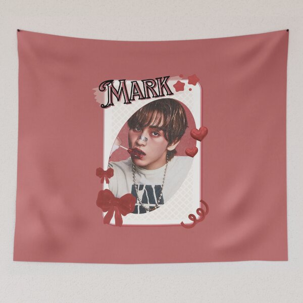 Item preview, NCT Mark (마크) Kpop Boy Group Card Red Aesthetic Collage Design designed and sold by AJUNICE STUDIO.