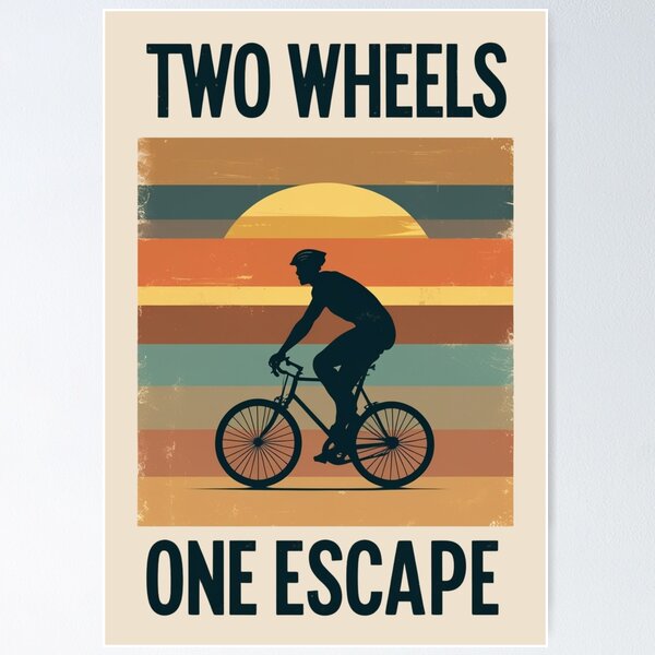 Item preview, Two Wheels, One Escape Retro Vibes designed and sold by Wearable Prints.