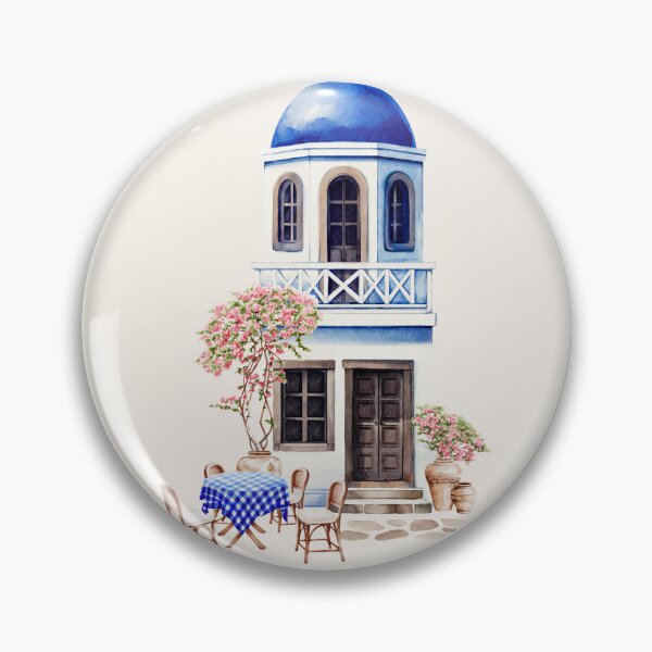 Item preview, Blue & White Greek Building – Watercolour Mediterranean Architecture designed and sold by jessicaleah15.