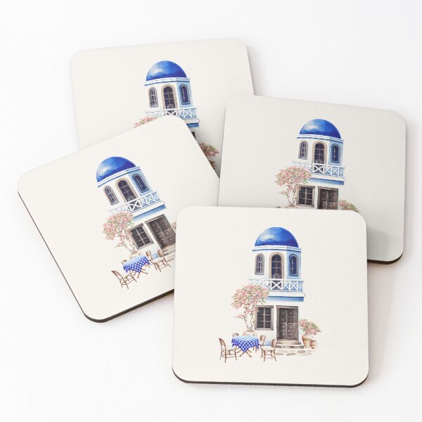Item preview, Blue & White Greek Building – Watercolour Mediterranean Architecture designed and sold by jessicaleah15.