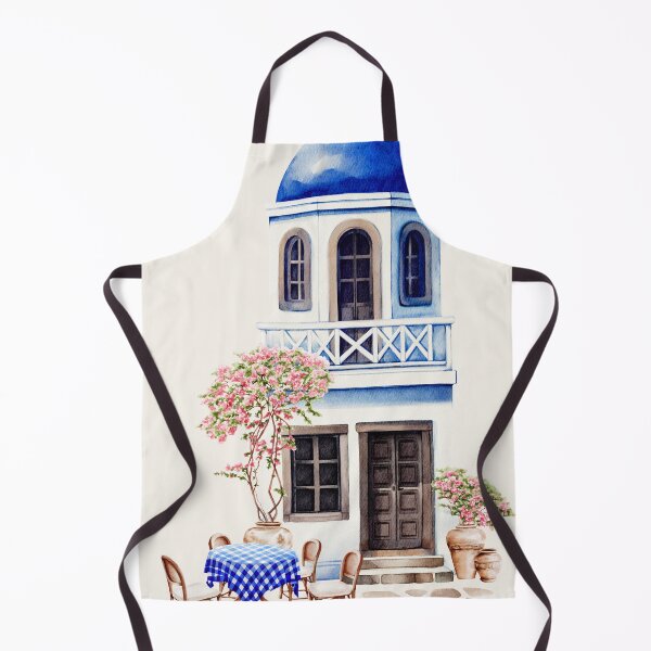 Item preview, Blue & White Greek Building – Watercolour Mediterranean Architecture designed and sold by jessicaleah15.
