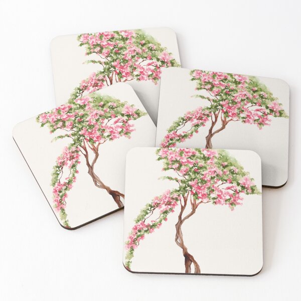 Item preview, pink Greek Mediterranean tree flowers watercolour  designed and sold by jessicaleah15.