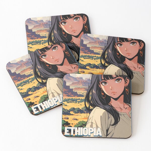 Item preview, Romantic Farewell in Ethiopia Africa – Retro Anime Travel Girl Love Quote designed and sold by Kawaii-Sky.