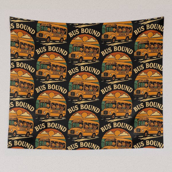 Item preview, Bus Bound Retro Sunset School Bus Ride designed and sold by Taans-Creation.