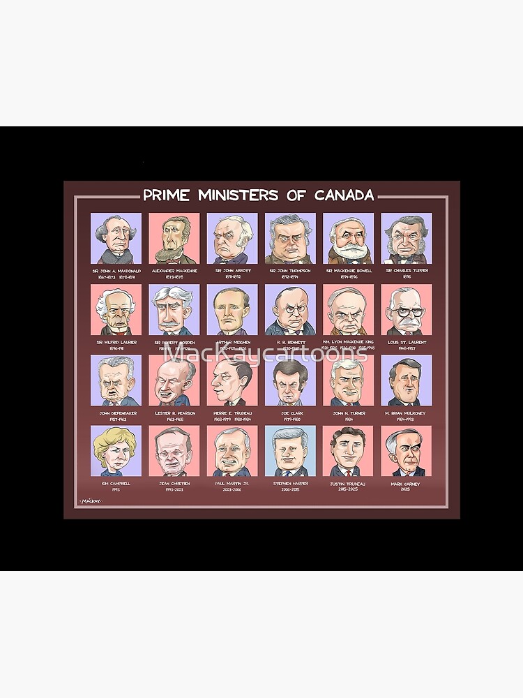 Thumbnail 6 of 6, Throw Blanket, Canada's Prime Ministers (updated 2025) designed and sold by MacKaycartoons.