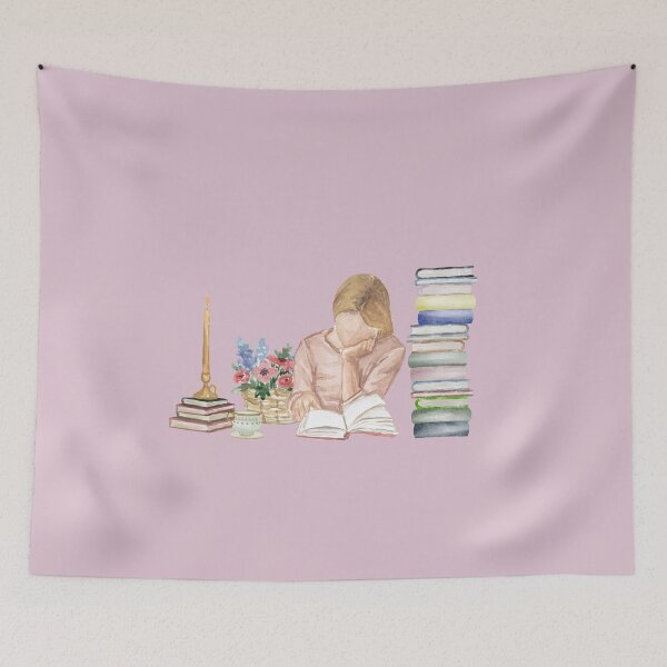 Item preview, Quiet Moments – Cozy Study & Reading Girl Watercolor Illustration designed and sold by Softglow-Studio.