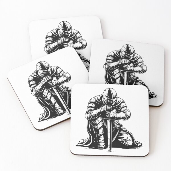 Item preview, Kneeling Knight with Sword | Medieval Warrior Tribute Line Art designed and sold by inkoutninja.