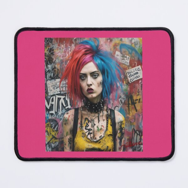 Item preview, "Rebel Riot: Punk Woman in Vibrant Rebellion" designed and sold by Artisticanvas.
