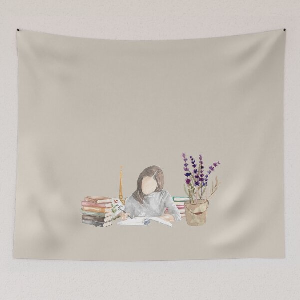 Item preview, Focused Mind – Aesthetic Study Girl with Lavender & Books designed and sold by Softglow-Studio.