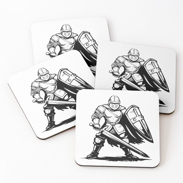 Item preview, Armored Knight with Sword and Shield | Bold Medieval Warrior Art designed and sold by inkoutninja.