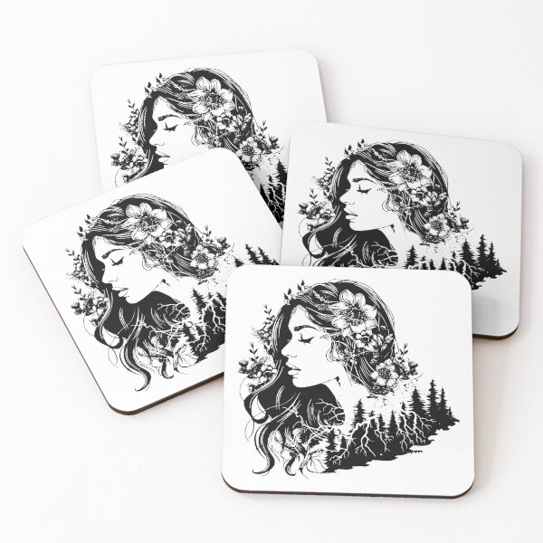 Item preview, Floral Forest Goddess | Nature and Femininity Surreal Line Art designed and sold by inkoutninja.