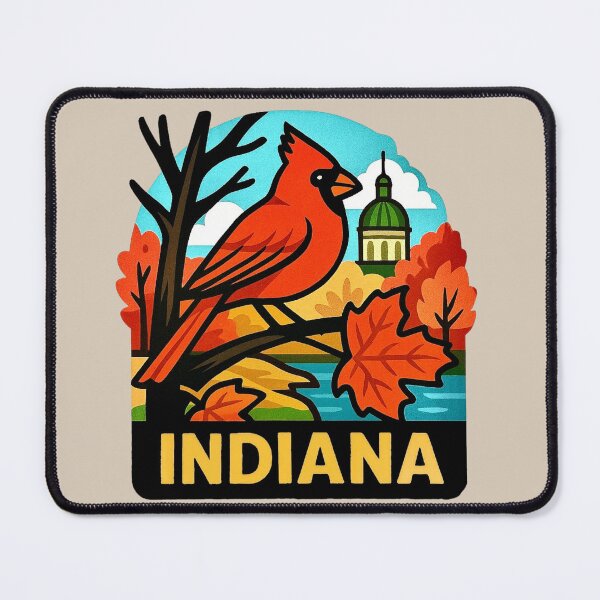 Item preview, Indiana USA – Cardinal and Fall Foliage designed and sold by Myra365Art.
