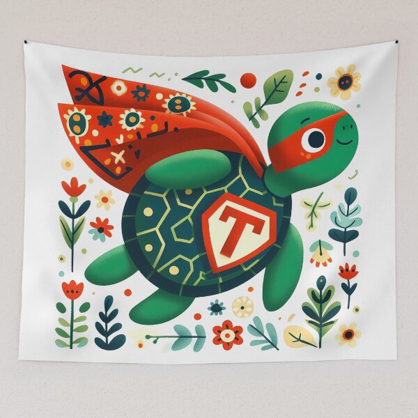Item preview, Turtle: Superhero of Nature - Scandinavian Folk Art by heidiannemorris © designed and sold by FOLK ART FUSION by heidiannemorris.