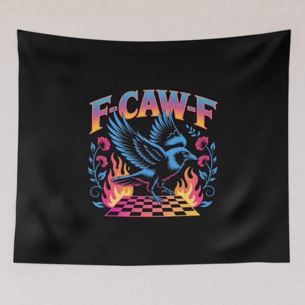 Item preview, Neon Floral F Caw F Tastes Like Caw Caw, Black Bird, Raven designed and sold by vintagearttee.