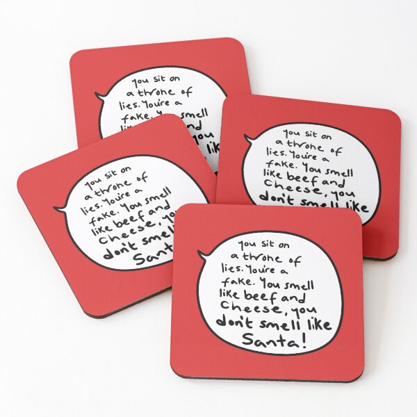 Item preview, Beef and Cheese Santa Quote – Funny Christmas Wall Art, Holiday Decor for Movie Fans, “You Sit on a Throne of Lies” Speech Bubble designed and sold by from here 2 mars.