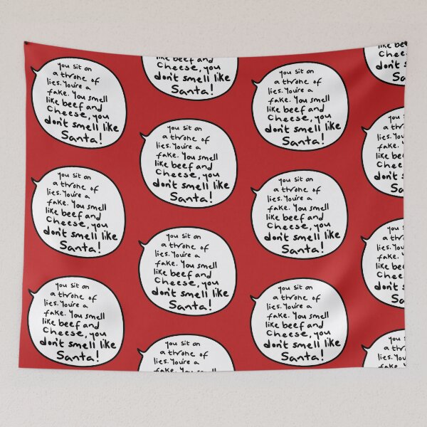 Item preview, Beef and Cheese Santa Quote – Funny Christmas Wall Art, Holiday Decor for Movie Fans, “You Sit on a Throne of Lies” Speech Bubble designed and sold by from here 2 mars.