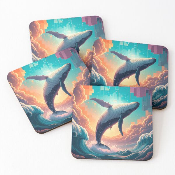 Item preview, Surreal Whale Flying Through the Sky – Colorful Abstract Dreamscape designed and sold by Dino-Lune.