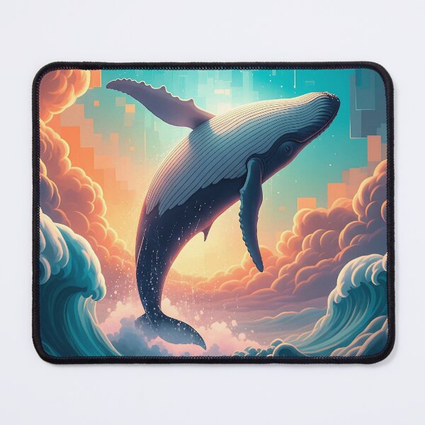 Item preview, Surreal Whale Flying Through the Sky – Colorful Abstract Dreamscape designed and sold by Dino-Lune.
