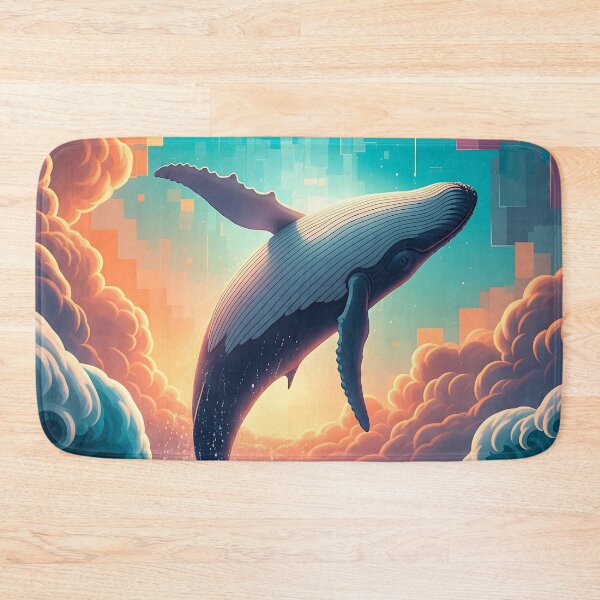 Item preview, Surreal Whale Flying Through the Sky – Colorful Abstract Dreamscape designed and sold by Dino-Lune.