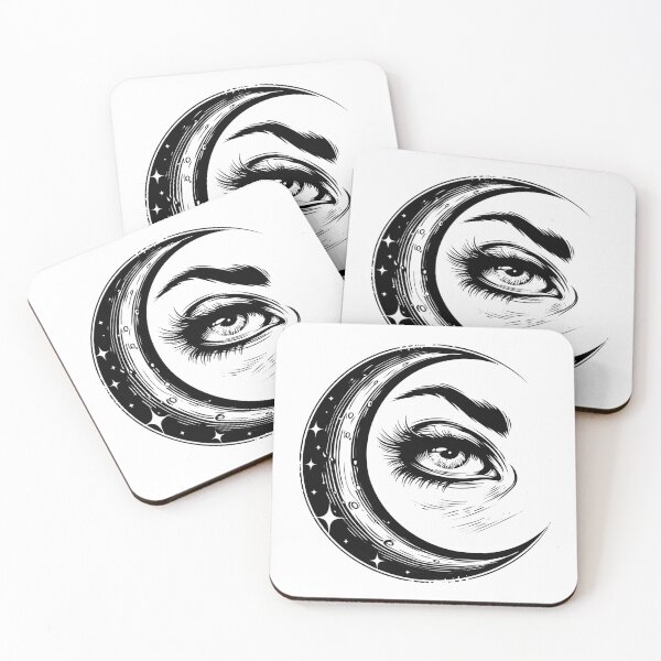 Item preview, Mystic Eye in Crescent Moon | Celestial Black and White Art designed and sold by inkoutninja.