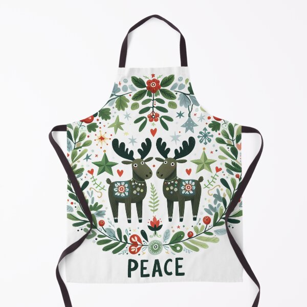 Item preview, Twin Moose: Festive Peace & Harmony - Scandinavian Folk Art by heidiannemorris © designed and sold by FOLK ART FUSION by heidiannemorris.