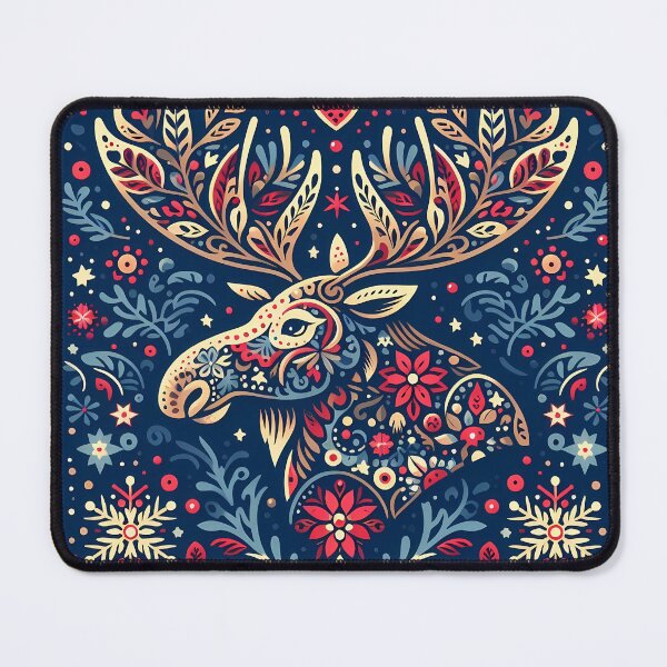 Item preview, Moose: Regal Festive Spirit - Scandinavian Folk Art by heidiannemorris © designed and sold by FOLK ART FUSION by heidiannemorris.
