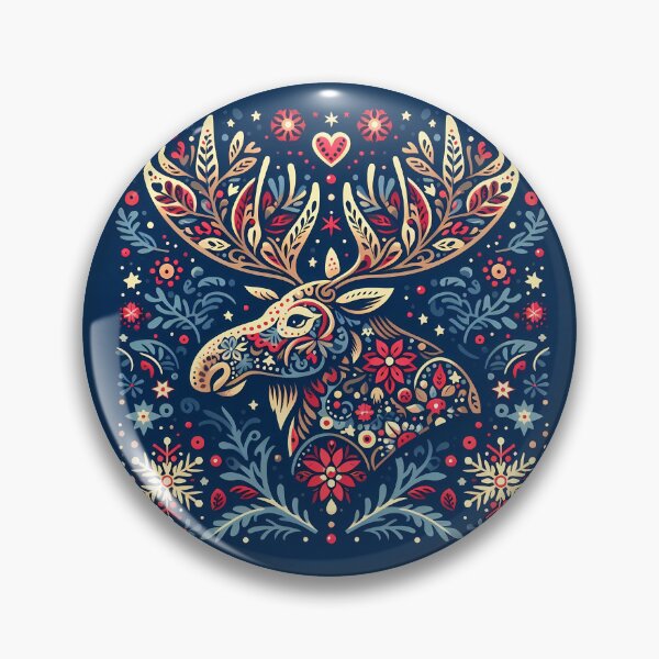Item preview, Moose: Regal Festive Spirit - Scandinavian Folk Art by heidiannemorris © designed and sold by FOLK ART FUSION by heidiannemorris.
