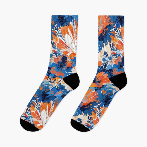 Item preview, Blue and Orange Floral Explosion Art designed and sold by CoolPixels.