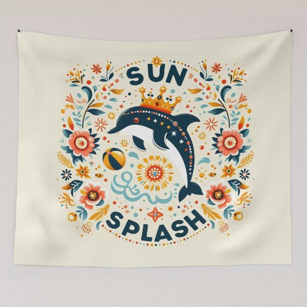 Item preview, Sun Splash Dolphin King - Scandinavian Folk Art by heidiannemorris © designed and sold by FOLK ART FUSION.