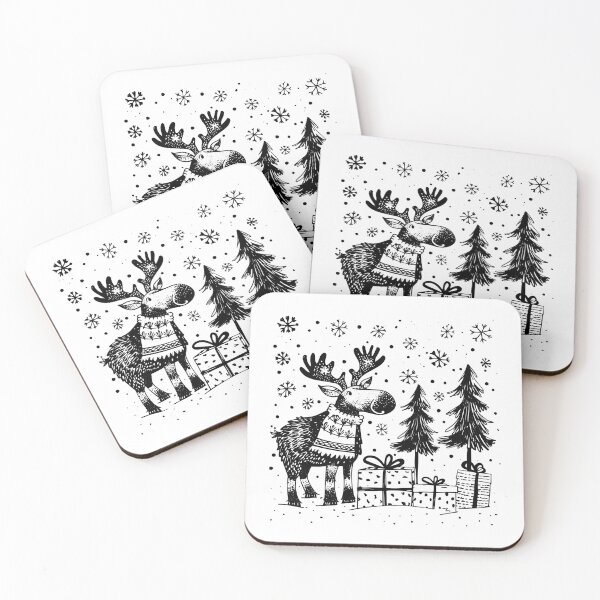 Item preview, Festive Moose in Sweater | Cute Winter Holiday Woodland Art designed and sold by inkoutninja.