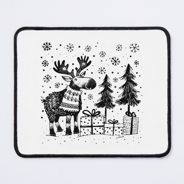 Item preview, Festive Moose in Sweater | Cute Winter Holiday Woodland Art designed and sold by inkoutninja.