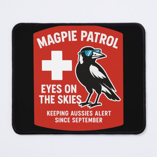 Item preview, Magpie Patrol – Aussie Swooping Season Tee designed and sold by CottonandQuill.