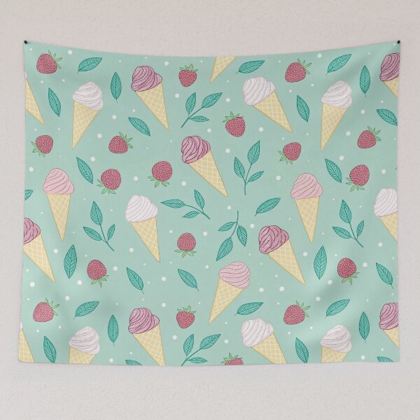 Item preview, Mint Ice Cream Cone and Berries Pattern designed and sold by joycrysstudio.