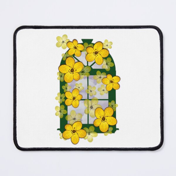 Item preview, Yellow Flowers Draped Across Green Window designed and sold by Pevkay97.