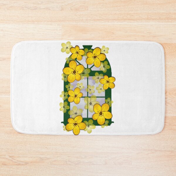 Item preview, Yellow Flowers Draped Across Green Window  designed and sold by Pevkay97.