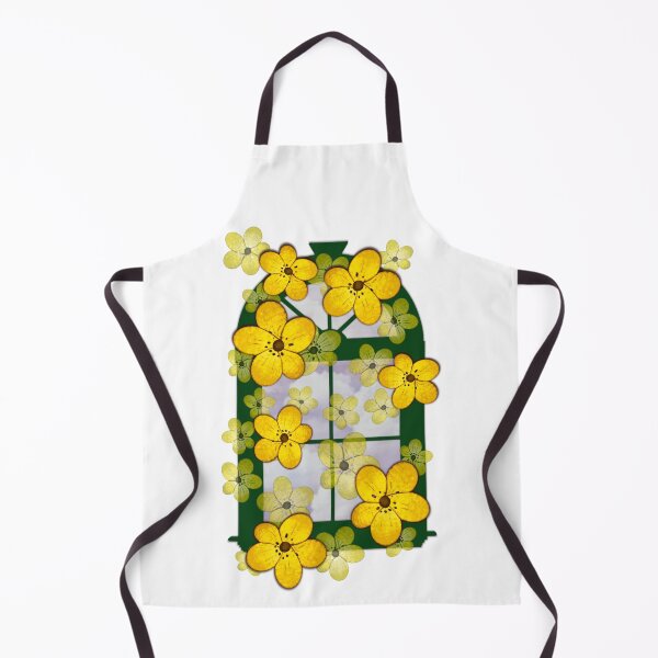Item preview, Yellow Flowers Draped Across Green Window  designed and sold by Pevkay97.