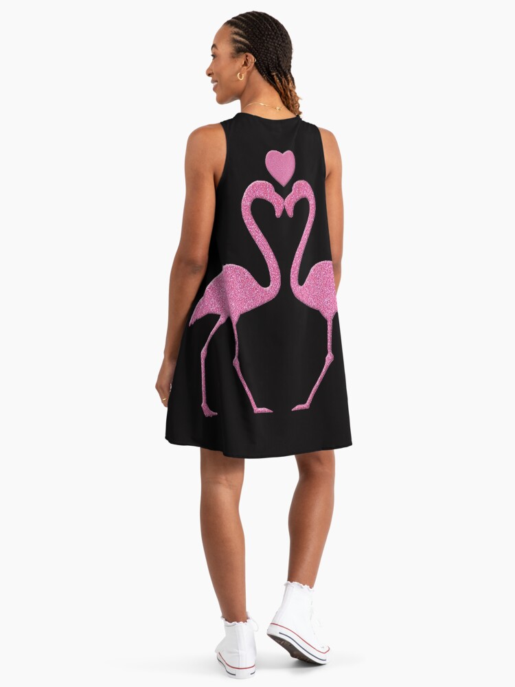 Pink Faux Glitter Flamingo With A Heart