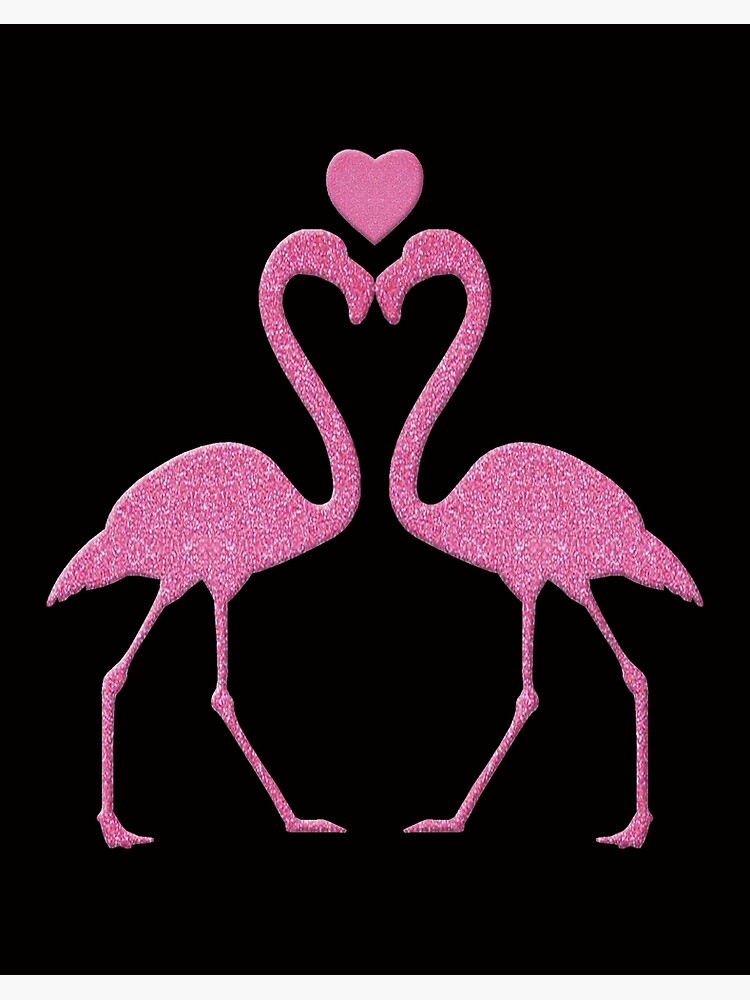 Pink Faux Glitter Flamingo With A Heart