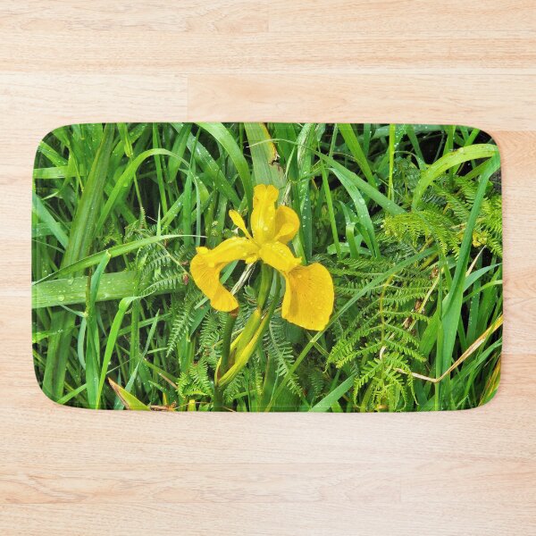 Item preview, Yellow iris flower in bloom with ferns designed and sold by FranWest.