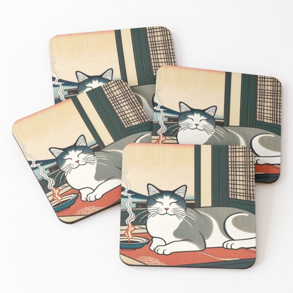 Item preview, Black & White Cat with Mosquito Coil – Calm Summer Moment designed and sold by LEO'S CREATURE　れおずくりーちゃー.