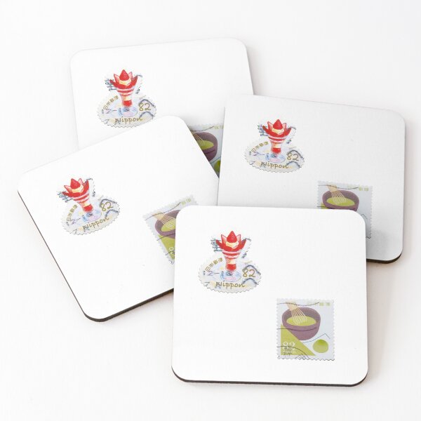 Item preview, Vintage Strawberry Parfait and Matcha Postage Stamp Set designed and sold by pinkjellydragon.