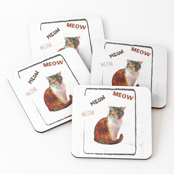 Item preview, Colorful Cat Art With Meow Text designed and sold by Clawvera.