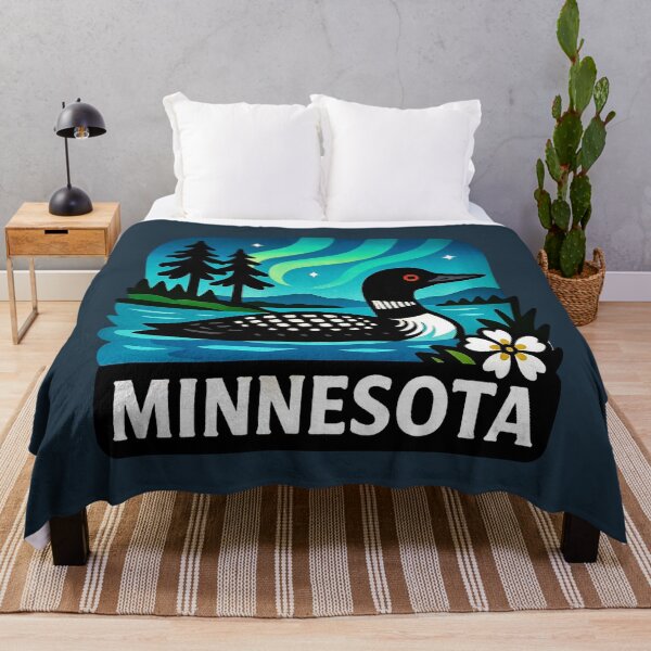 Item preview, Minnesota USA - Loon Waterfowl & Northern Lights designed and sold by Myra365Art.