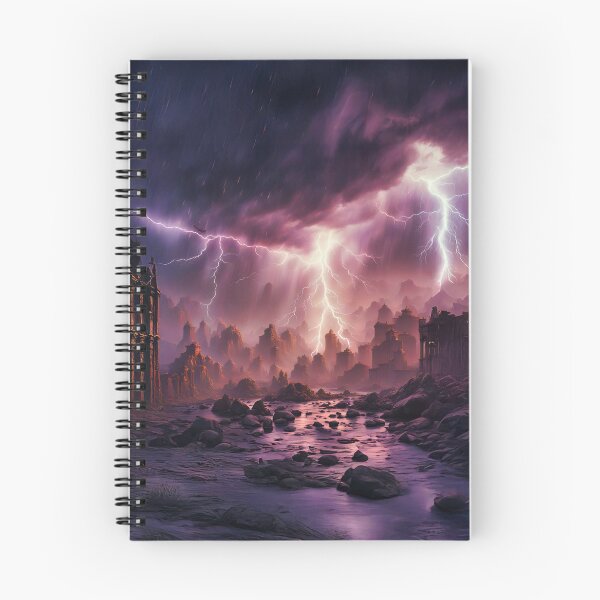 Item preview, Cascade with lightning bolts over an abandoned world designed and sold by Marcu Ioachim.