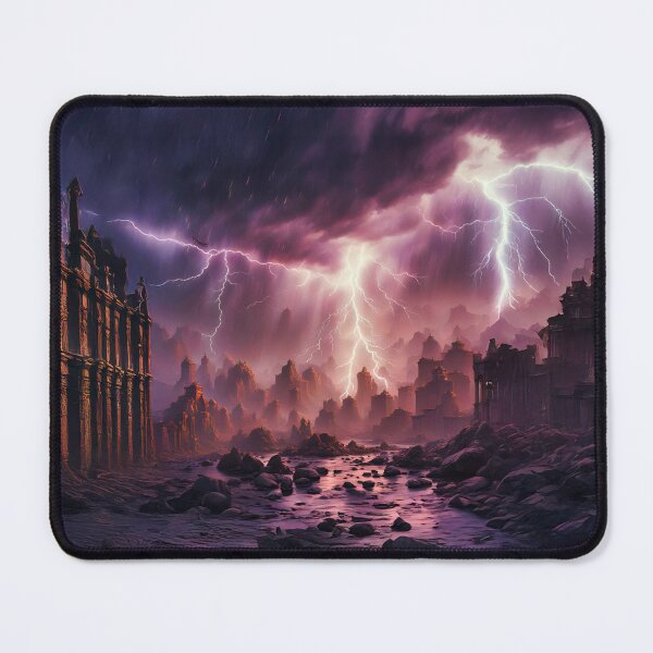 Item preview, Cascade with lightning bolts over an abandoned world designed and sold by Marcu Ioachim.