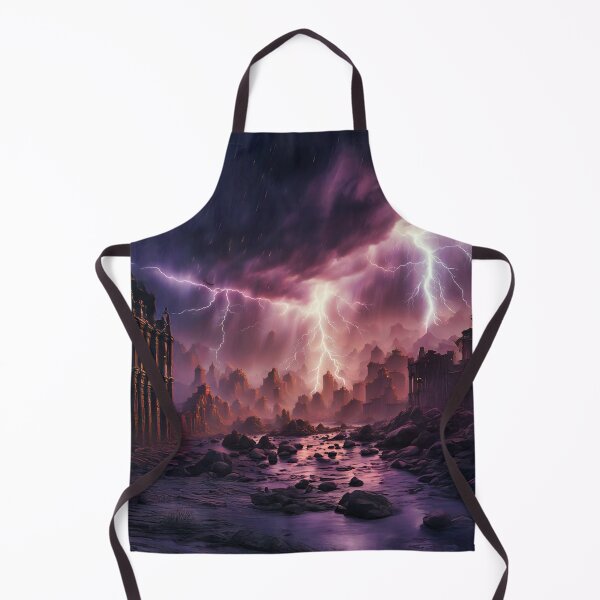 Item preview, Cascade with lightning bolts over an abandoned world designed and sold by Marcu Ioachim.