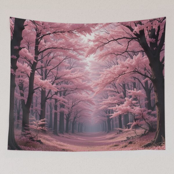 Item preview, Enchanted Cherry Blossom Woods - Floral Fantasy Landscape designed and sold by KhadijaBatool38.