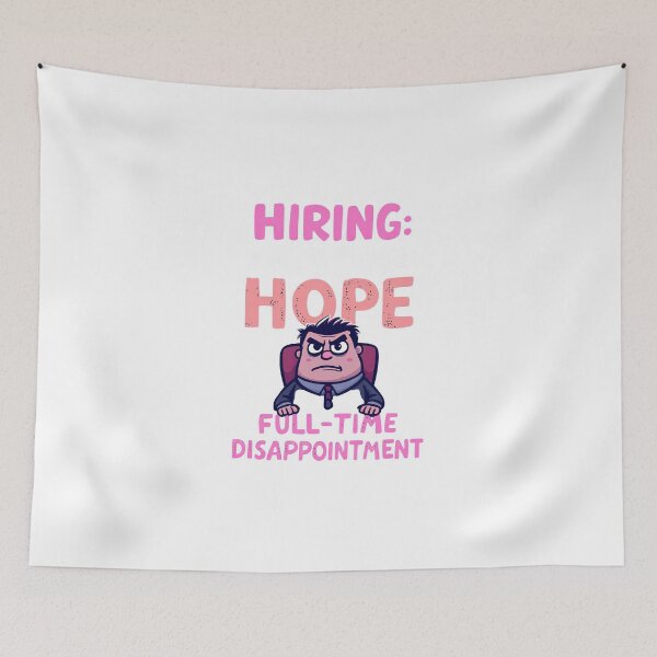 Item preview, There is a cartoon character sitting in a chair with a sign that says hiring part time hope designed and sold by cafegrafis.